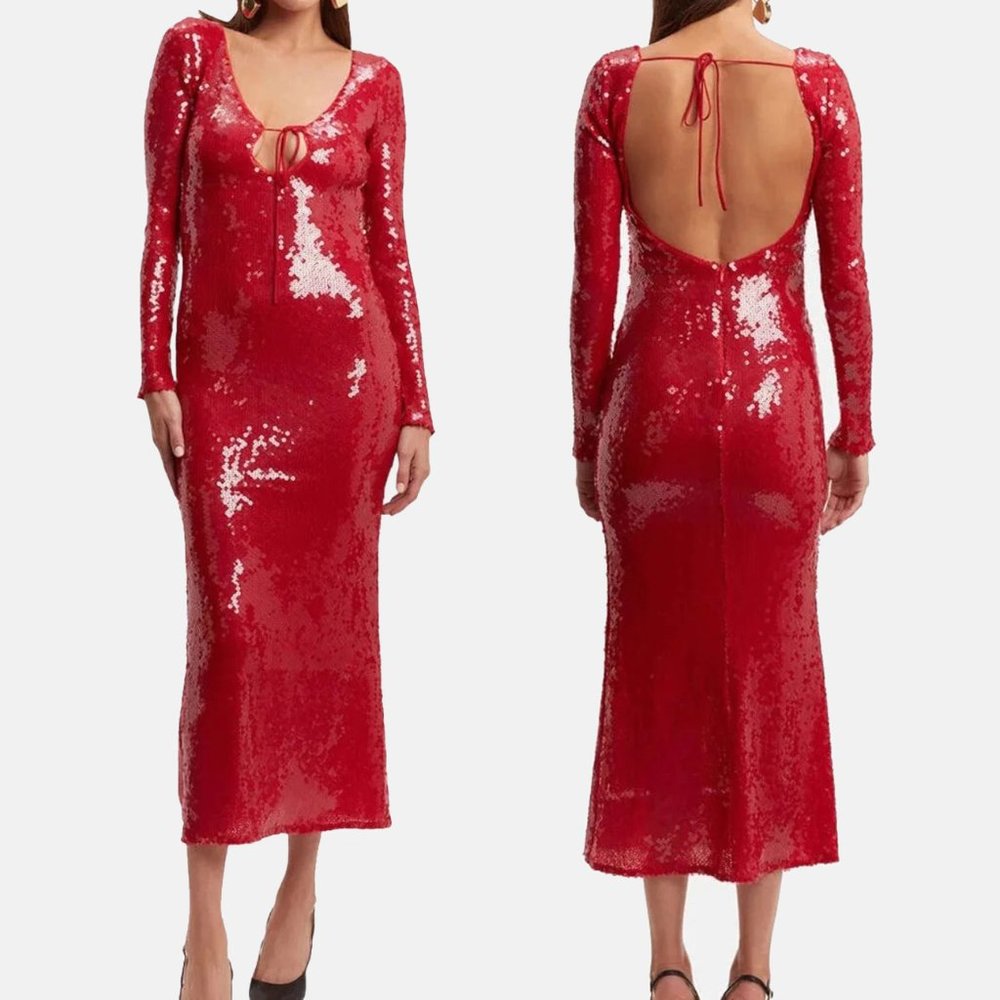 BARDOT - Verona Sequin Maxi Dress | Red